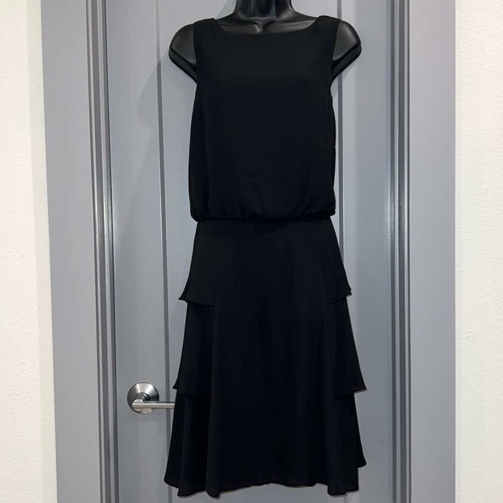 Banana Republic sleeveless black knee length A-line dress